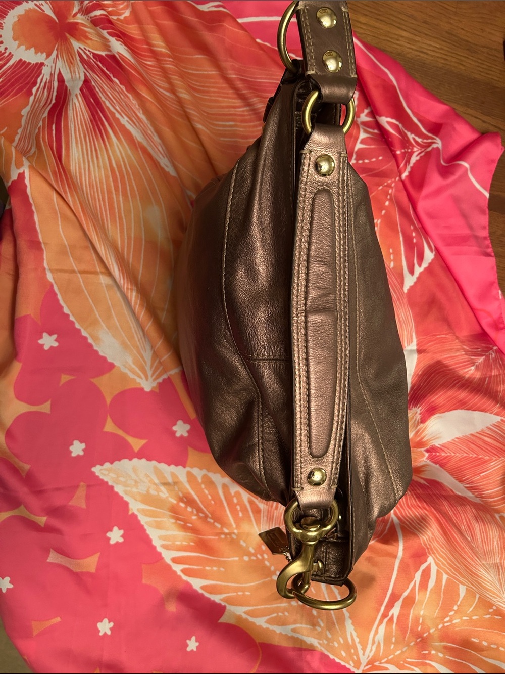 Coach Metallic Bronze Leather Shoulder Bag with Gold Hardware - Picture 8 of 11